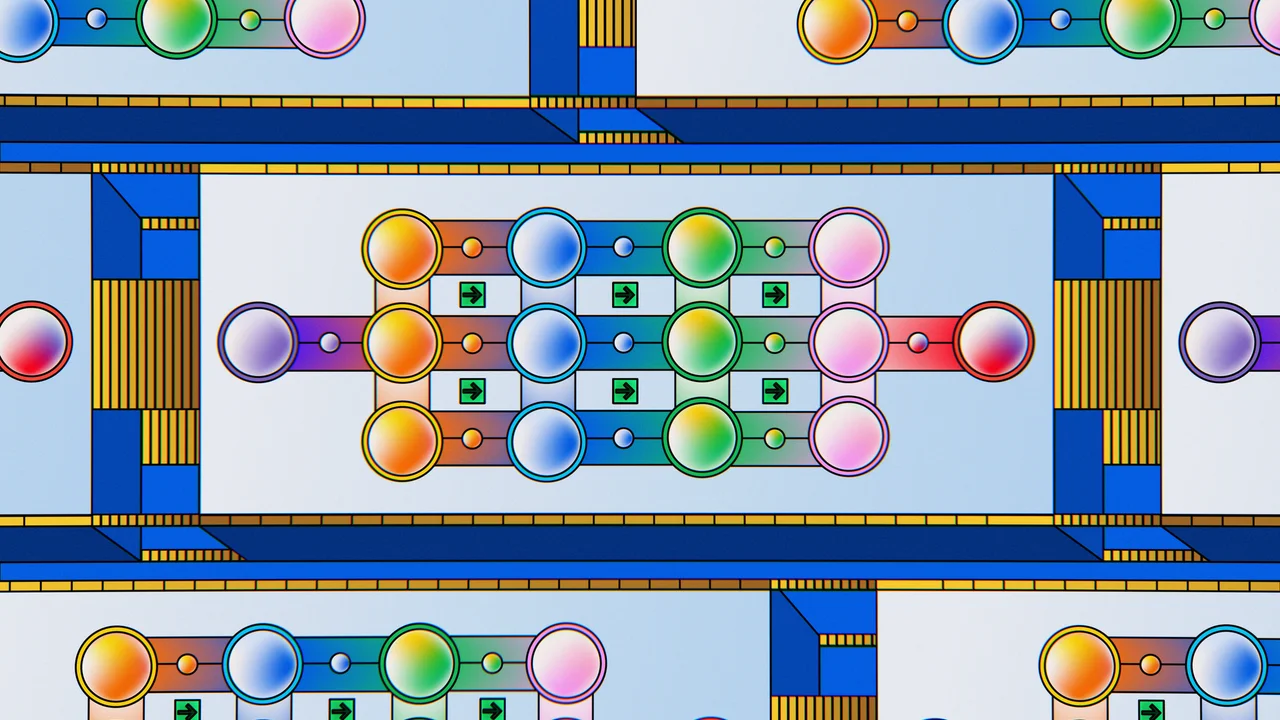 Abstract neural network architecture in isolated panels, representing client data isolation that keeps each client's AI context structurally separate