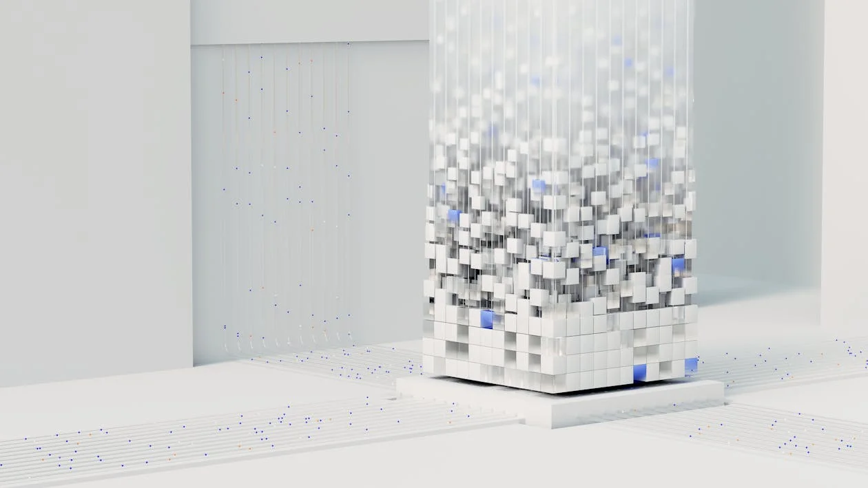 Abstract 3D neural network render — the AI architecture that makes scaling without hiring structurally possible