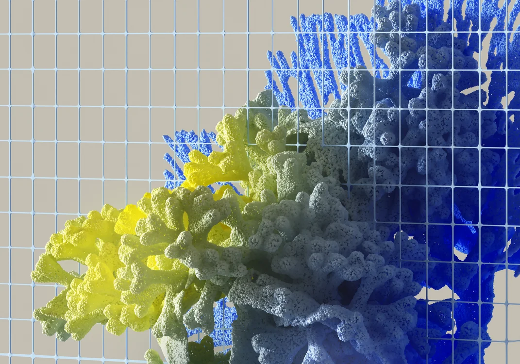 Abstract AI data visualization, representing the commodity information layer of coaching that AI replaces while judgment survives