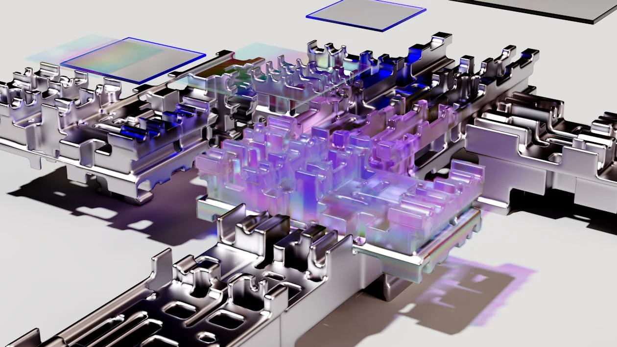 Chrome and glass components arranged into a single structured machine core, an image for what it means to productize a consulting framework
