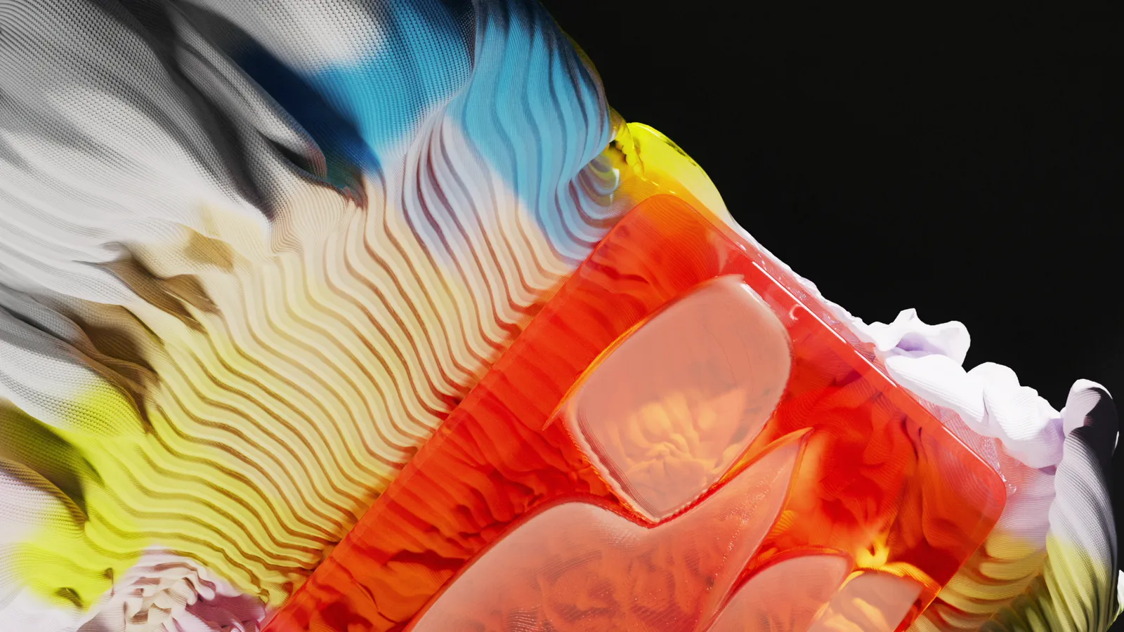 Abstract flowing AI-generated art in vivid colour, representing AI software for service businesses built around one central brain