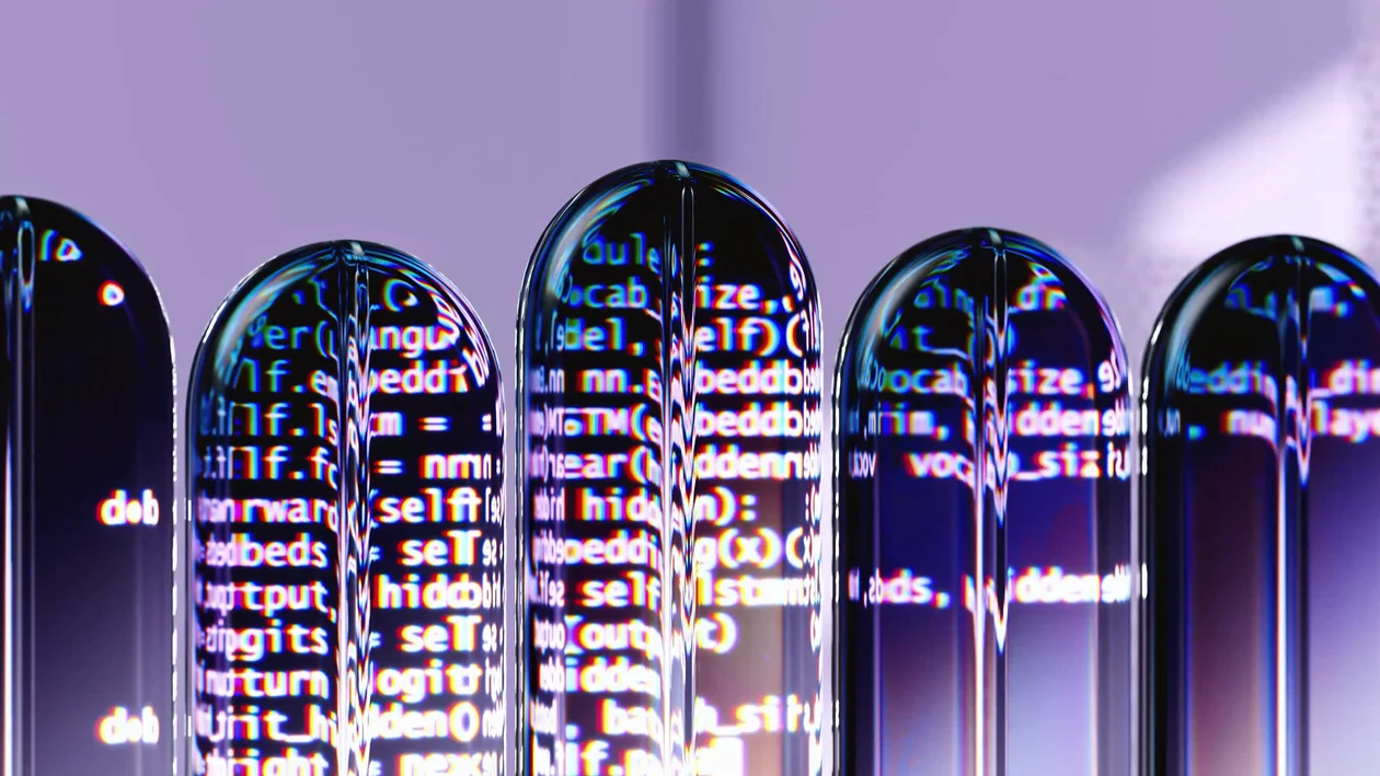 Abstract 3D render visualizing how language models generate text, the shared engine behind both ChatGPT Projects and Claude Projects