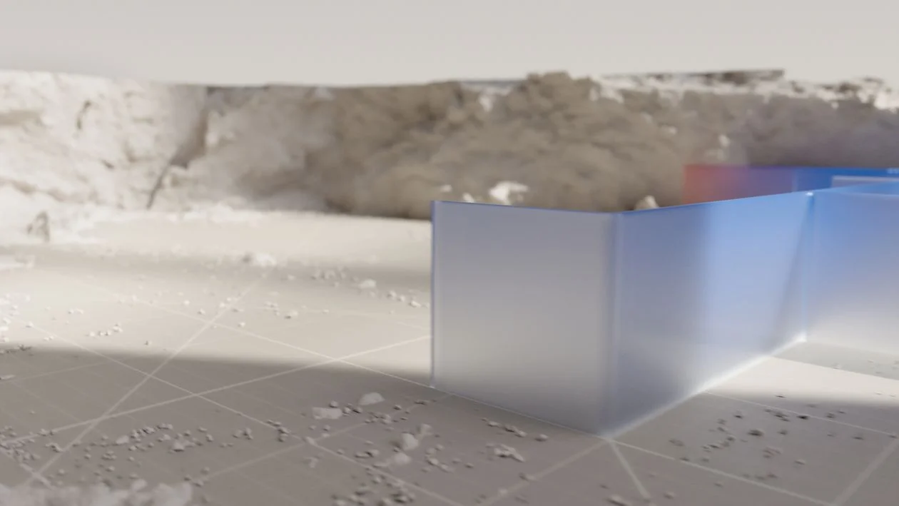 Abstract translucent container isolated on a technical grid, representing per-client data isolation as the basis for GDPR-compliant AI for consultants