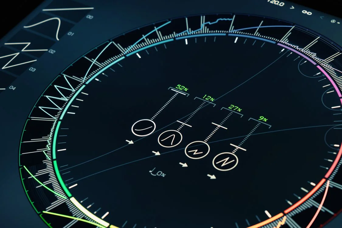 Futuristic digital control interface with layered data panels, representing how an AI workspace holds a client's context and applies your methodology