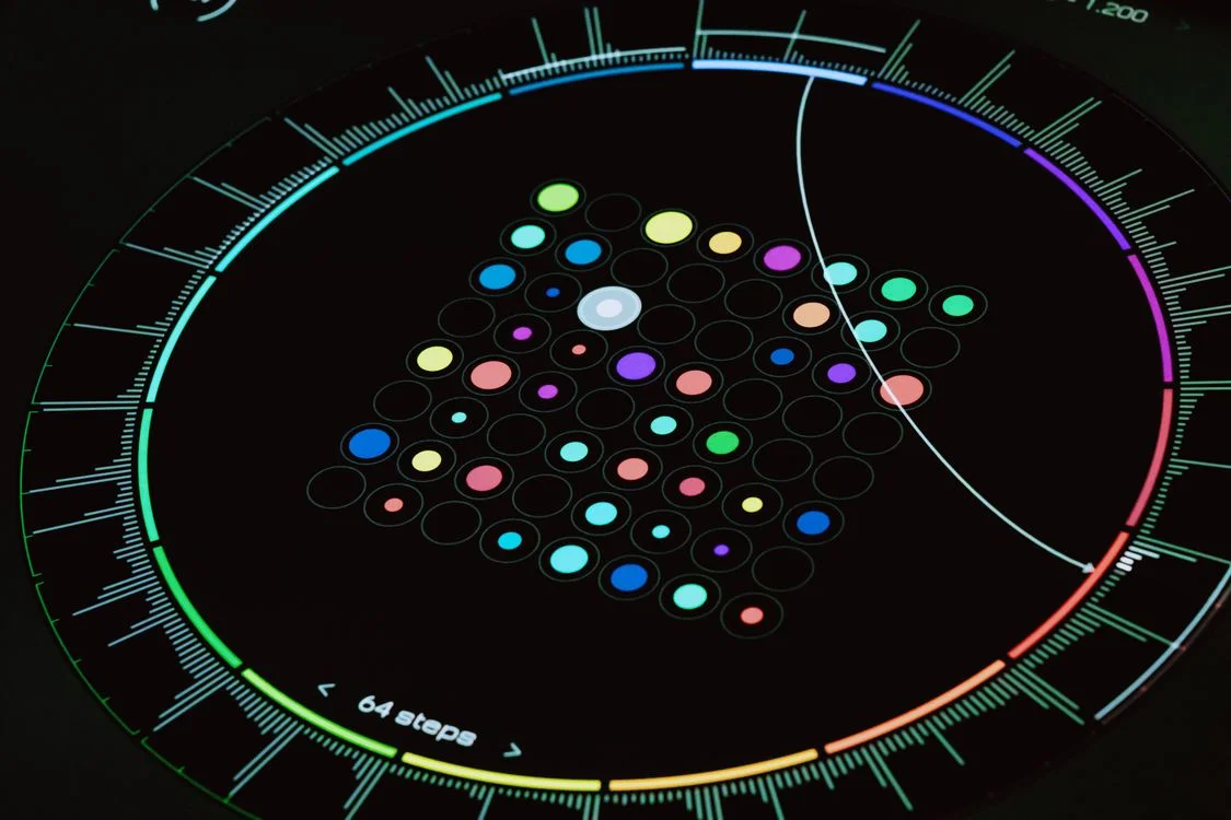 Futuristic circular data interface glowing on a dark screen, representing the metrics that show whether AI is scaling high-ticket consulting delivery