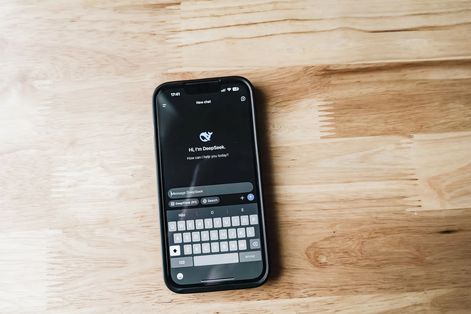A smartphone showing a generic AI chat interface, the category most service businesses mistake for AI software for service businesses